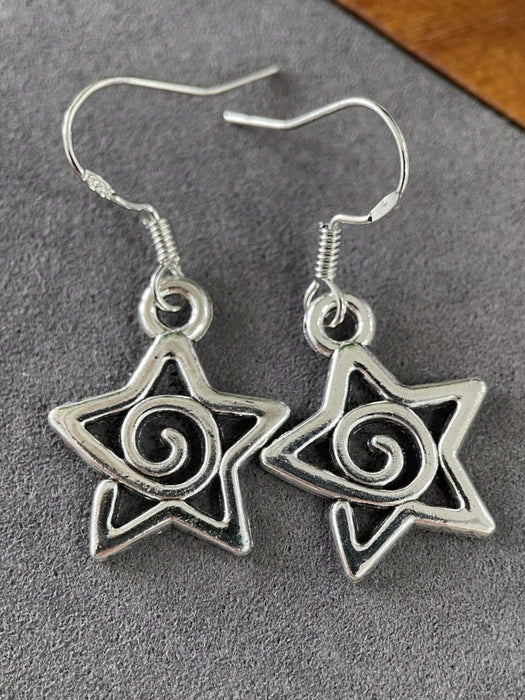 Shein Pendientes colgantes de plata con forma de estrella en espiral - Quierox - Tienda Online