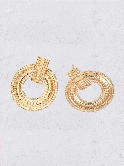 SHEIN Pendientes colgantes redondos de metal texturizado - Quierox - Tienda Online