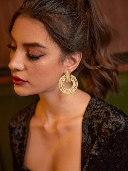 SHEIN Pendientes colgantes redondos de metal texturizado - Quierox - Tienda Online