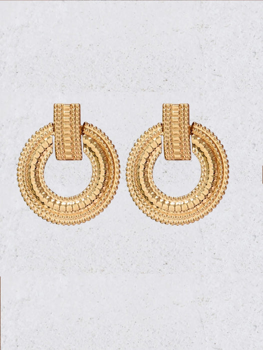 SHEIN Pendientes colgantes redondos de metal texturizado - Quierox - Tienda Online
