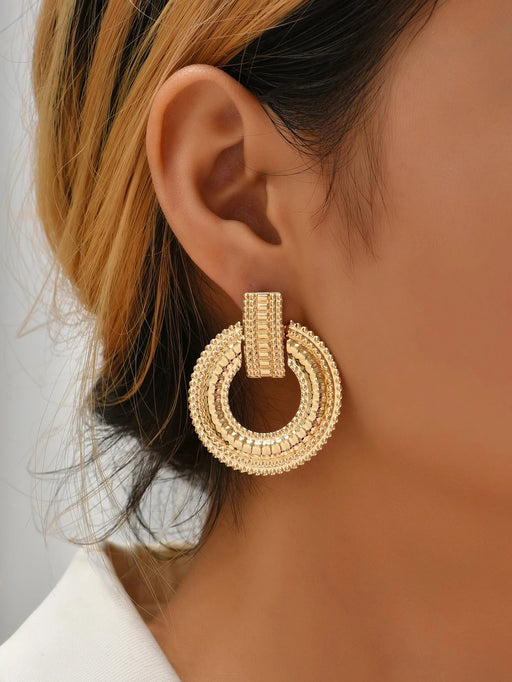 SHEIN Pendientes colgantes redondos de metal texturizado - Quierox - Tienda Online