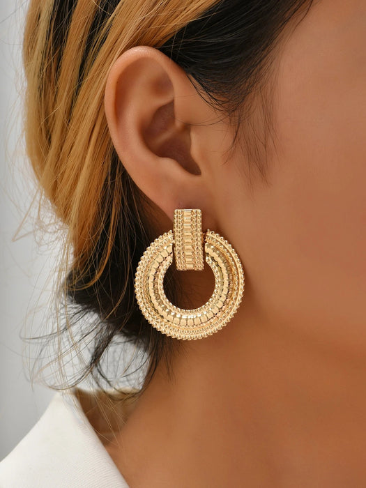 SHEIN Pendientes colgantes redondos de metal texturizado - Quierox - Tienda Online