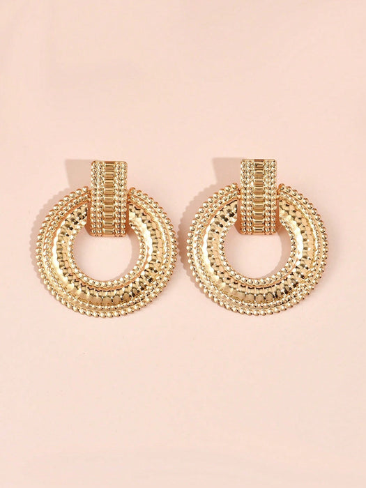 SHEIN Pendientes colgantes redondos de metal texturizado - Quierox - Tienda Online