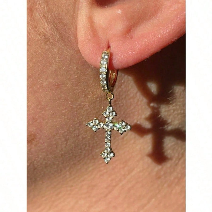 SHEIN Pendientes de aro colgante con cruz de circonita cúbica - Quierox - Tienda Online