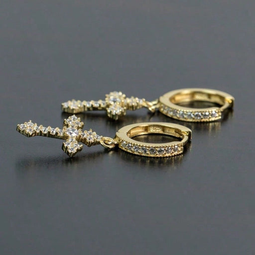 SHEIN Pendientes de aro colgante con cruz de circonita cúbica - Quierox - Tienda Online