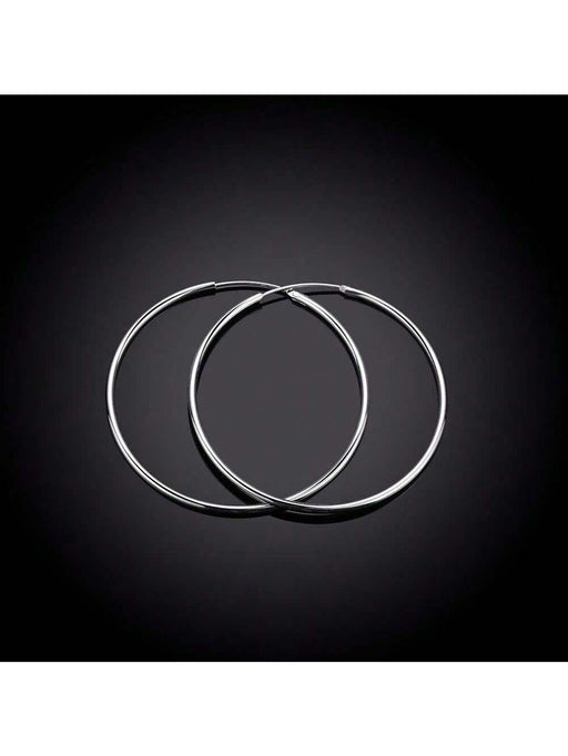 SHEIN Pendientes de aro grandes con baño de plata lisa de 60 mm - Quierox - Tienda Online