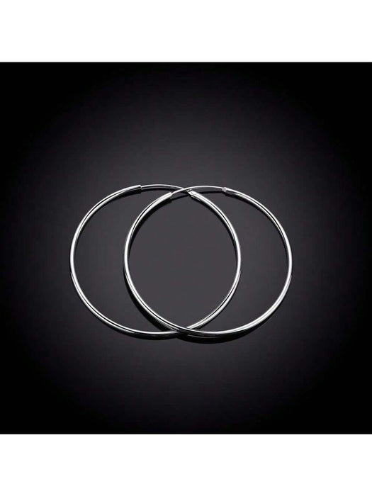 SHEIN Pendientes de aro grandes con baño de plata lisa de 60 mm - Quierox - Tienda Online