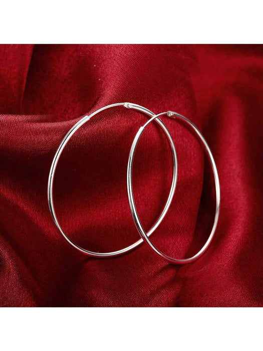 SHEIN Pendientes de aro grandes con baño de plata lisa de 60 mm - Quierox - Tienda Online