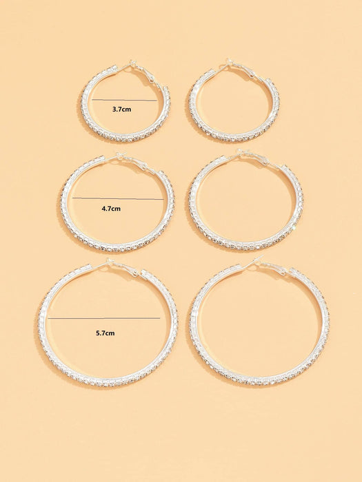 Shein Pendientes de aro grandes de plata y oro con diamantes de imitación para mujer - Quierox - Tienda Online