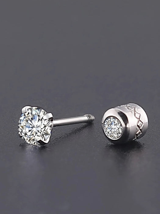 Shein Pendientes de botón planos con circonita cúbica y cierre de rosca para hombre - Quierox - Tienda Online