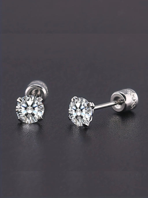 Shein Pendientes de botón planos con circonita cúbica y cierre de rosca para hombre - Quierox - Tienda Online