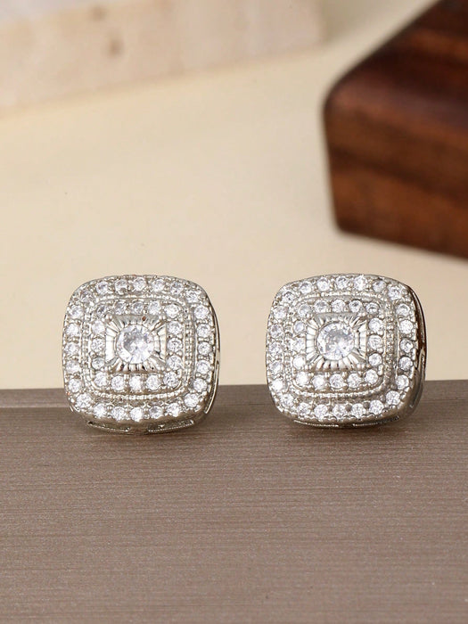Shein Pendientes de estilo hip hop vintage con cuadrados de circonita brillantes - Quierox - Tienda Online