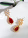 SHEIN Pendientes de novia de rubí rojo con circonita cúbica, elegantes - Quierox - Tienda Online