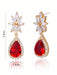 SHEIN Pendientes de novia de rubí rojo con circonita cúbica, elegantes - Quierox - Tienda Online