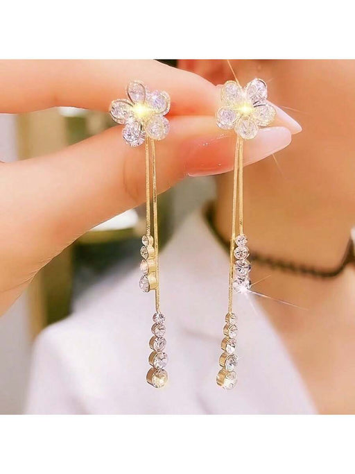 Shein Pendientes largos elegantes con diseño único de flores - Quierox - Tienda Online