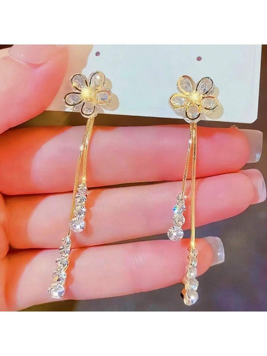 Shein Pendientes largos elegantes con diseño único de flores - Quierox - Tienda Online