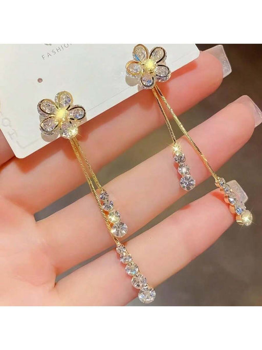 Shein Pendientes largos elegantes con diseño único de flores - Quierox - Tienda Online