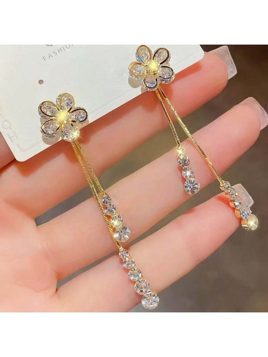 Shein Pendientes largos elegantes con diseño único de flores - Quierox - Tienda Online