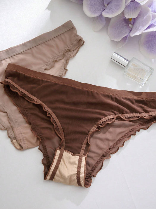 Shein PetitDoll Plus Conjunto de 7 piezas de braguitas de malla con ribete de lechuga - Quierox - Tienda Online
