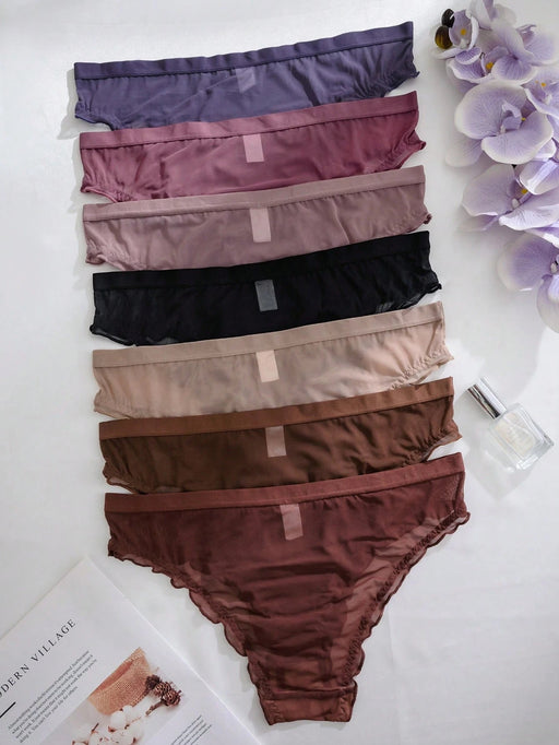 Shein PetitDoll Plus Conjunto de 7 piezas de braguitas de malla con ribete de lechuga - Quierox - Tienda Online