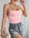 SHEIN PETITE Body de tirantes fruncido liso para mujer - Quierox - Tienda Online