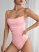 SHEIN PETITE Body de tirantes fruncido liso para mujer - Quierox - Tienda Online