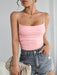 SHEIN PETITE Body de tirantes fruncido liso para mujer - Quierox - Tienda Online
