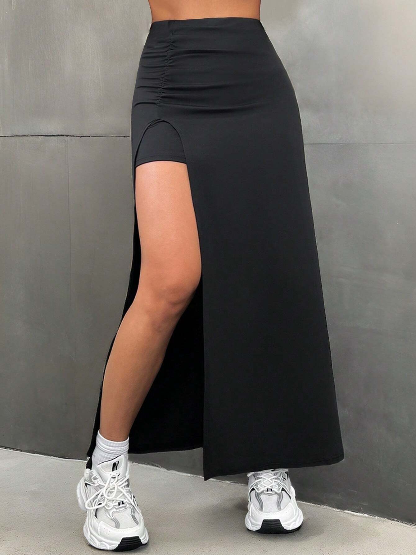 Falda Midi Falda Larga Con Abertura En La Pierna Shein Shein Falda