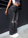 SHEIN PETITE Jeans Rectos Lavado Con Agujeros - Quierox - Tienda Online