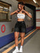 SHEIN PETITE Shorts vaqueros con cintura abotonada y dobladillo deshilachado para mujer - Quierox - Tienda Online