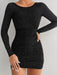 SHEIN PETITE Vestido Para Mujer, Ajustado Al Cuerpo Con Pliegues En La Espalda - Quierox - Tienda Online