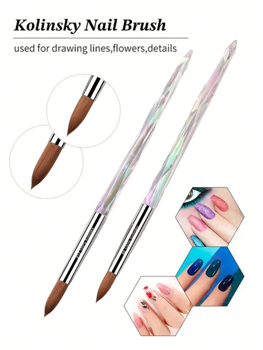 Shein Pincel acrílico 100% Kolinsky con mango de cristal transparente - Quierox - Tienda Online