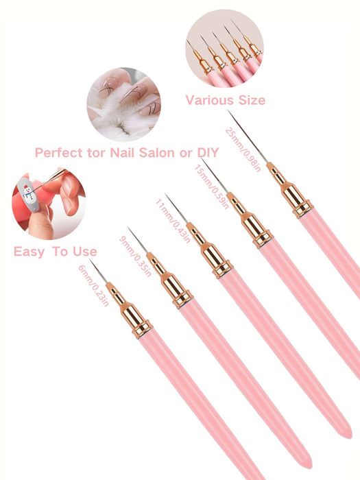 Shein Pinceles delineadores para uñas, 5 pinceles - Quierox - Tienda Online