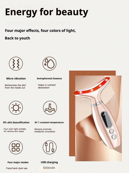 Shein PinkSings Dispositivo de belleza recargable para rostro y cuello con 4 modos y vibración para masaje - Quierox - Tienda Online
