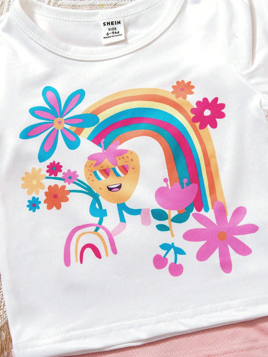 SHEIN Playful Conjunto de 3pcs para bebé niña, top de manga corta y shorts - Quierox - Tienda Online