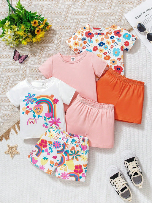 SHEIN Playful Conjunto de 3pcs para bebé niña, top de manga corta y shorts - Quierox - Tienda Online