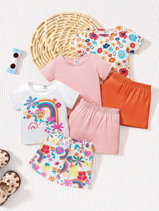 SHEIN Playful Conjunto de 3pcs para bebé niña, top de manga corta y shorts - Quierox - Tienda Online