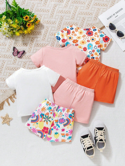 SHEIN Playful Conjunto de 3pcs para bebé niña, top de manga corta y shorts - Quierox - Tienda Online