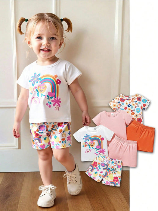 SHEIN Playful Conjunto de 3pcs para bebé niña, top de manga corta y shorts - Quierox - Tienda Online