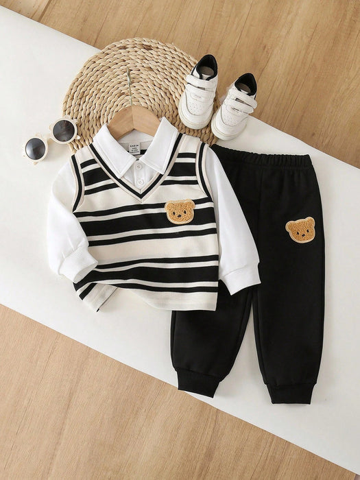 SHEIN Playful Pals Conjunto de 3 piezas de ropa para bebé niño - Quierox - Tienda Online