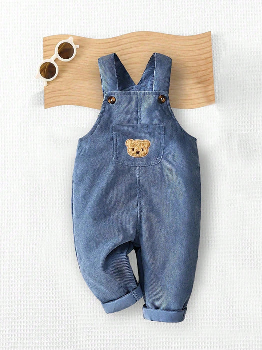 SHEIN Playful Pals - Mono informal de pana para bebé niño, color marrón camel - Quierox - Tienda Online