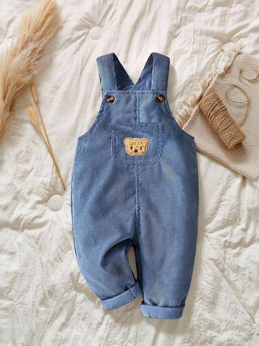 SHEIN Playful Pals - Mono informal de pana para bebé niño, color marrón camel - Quierox - Tienda Online