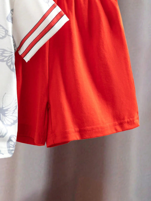 SHEIN Playful Pals Set de 2 piezas de camiseta de manga corta con cuello en V - Quierox - Tienda Online