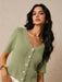 SHEIN Poéselle Blusa de punto informal de unicolor con cuello en V - Quierox - Tienda Online