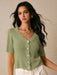 SHEIN Poéselle Blusa de punto informal de unicolor con cuello en V - Quierox - Tienda Online