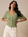 SHEIN Poéselle Blusa de punto informal de unicolor con cuello en V - Quierox - Tienda Online
