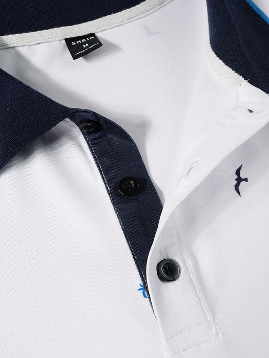SHEIN Polo informal de manga corta con estampado de velero para hombre de Calvornis - Quierox - Tienda Online