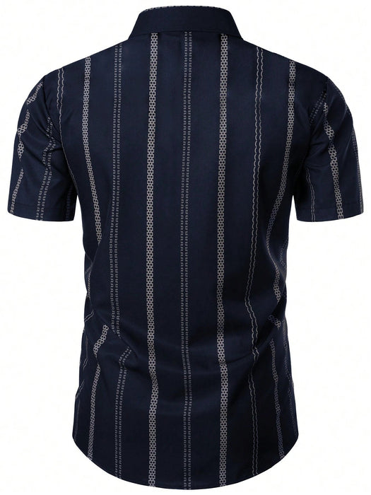 Shein Polo ligero de rayas geométricas para hombre, estilo casual de negocios - Quierox - Tienda Online