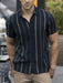 Shein Polo ligero de rayas geométricas para hombre, estilo casual de negocios - Quierox - Tienda Online
