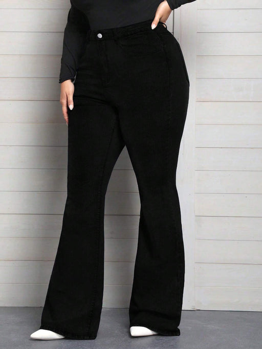 SHEIN Privé Plus Vaqueros acampanados elásticos de talla grande para mujer - Quierox - Tienda Online